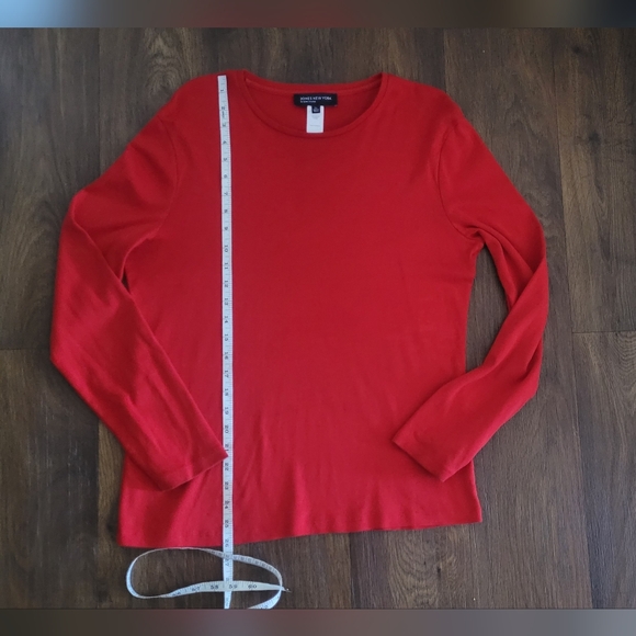 Jones New York ribbed cotton long sleeved tshirt Women's size XL Red - Picture 6 of 6